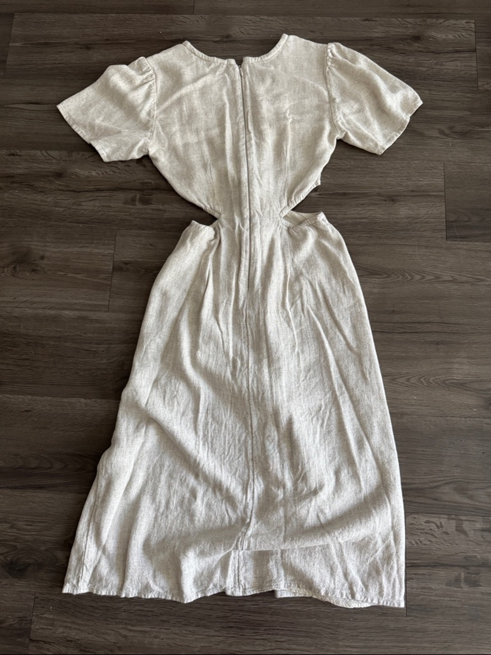 Abercrombie & Fitch Knot Front Cutout Midi Dress in Light Beige xs petite - Picture 6 of 6